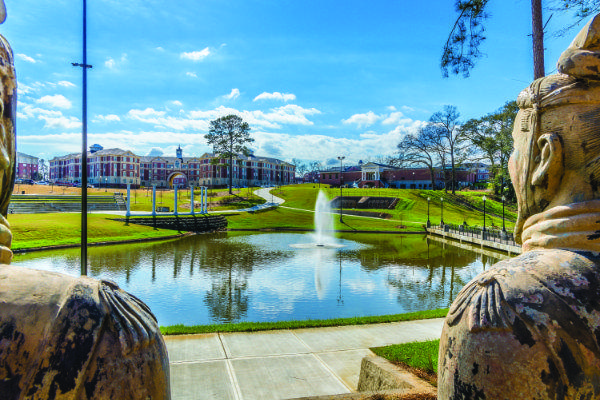 Statues and Pond